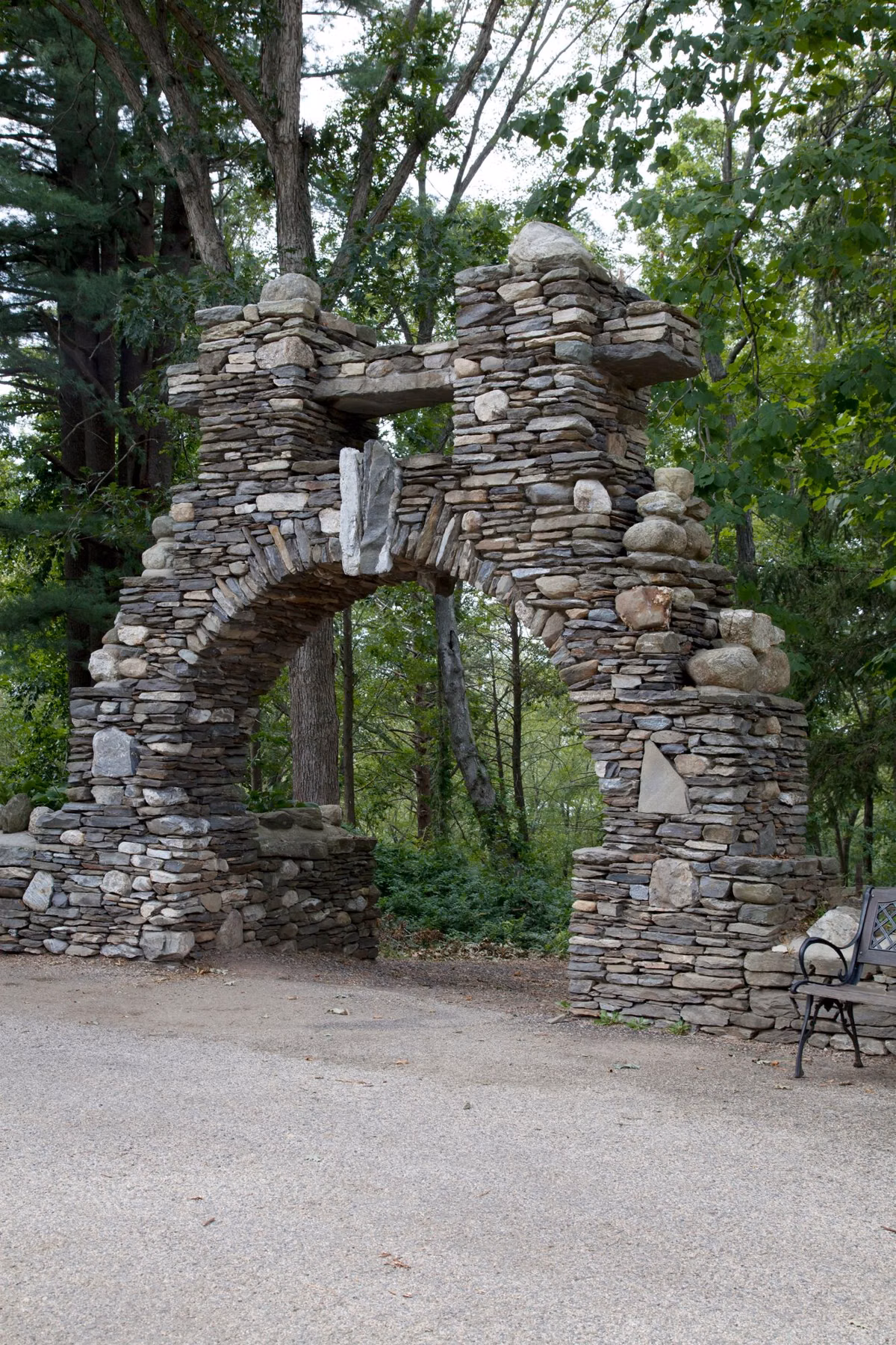 Fieldstone archway over a gravel path